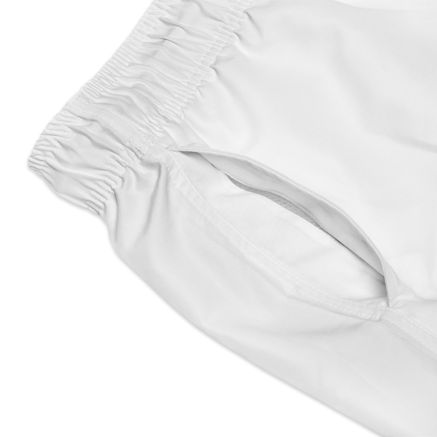 Plain White Swim Trunks — Minimal Embroidered Logo Beach Shorts