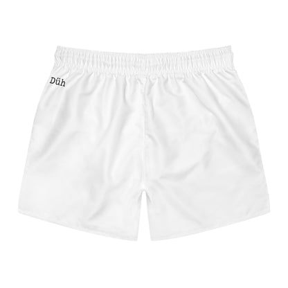 Plain White Swim Trunks — Minimal Embroidered Logo Beach Shorts