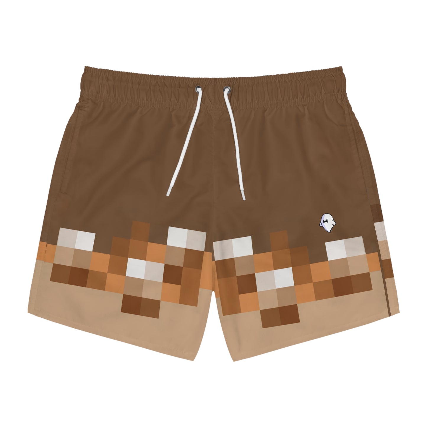 Brown Pixel Swim Trunks