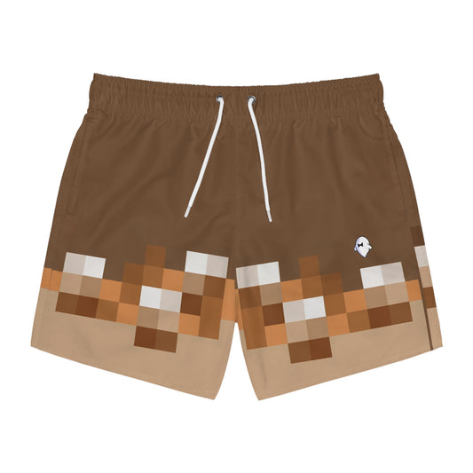 Brown Pixel Swim Trunks