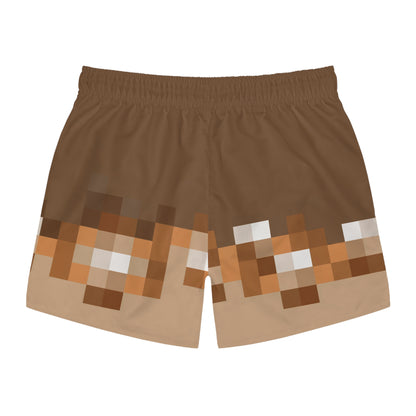 Brown Pixel Swim Trunks