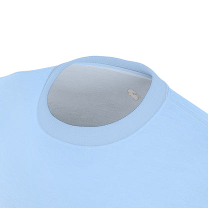 Minimal Sky Blue Tee with Tiny Ghost Embroidery — Casual Everyday T-Shirt