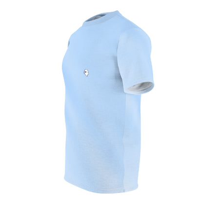 Minimal Sky Blue Tee with Tiny Ghost Embroidery — Casual Everyday T-Shirt