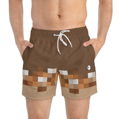 Brown Pixel Swim Trunks